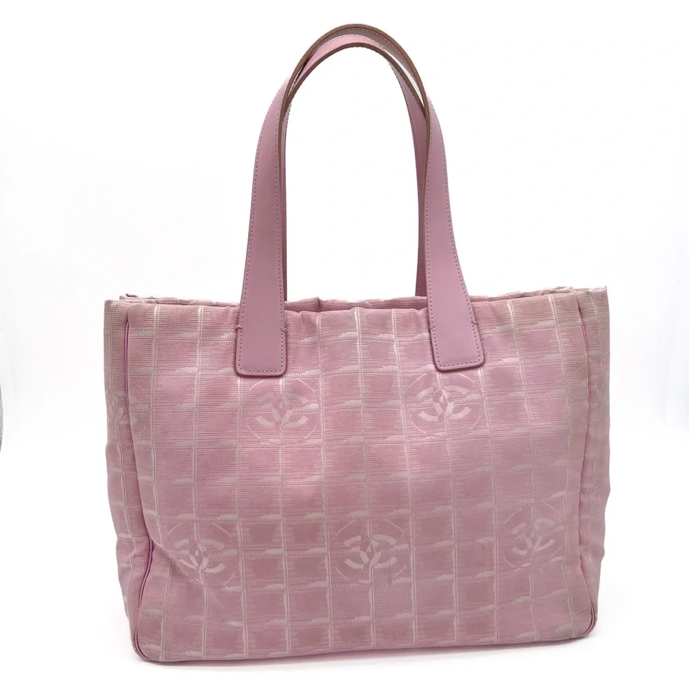 CHANEL Nylon Medium Travel Tote Bag Pink
